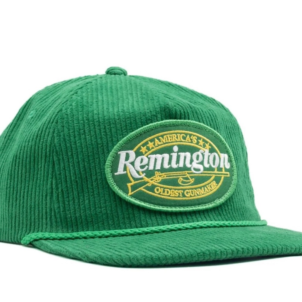 Remington Green Corduroy Patch Hat with Yellow & White Logo